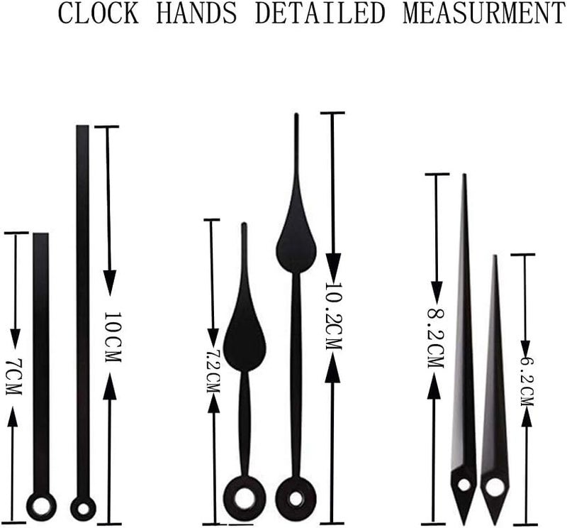 Aloneaka 2 Pieces Silent Clock Movement Mechanism Long and Short Shaft with 6 Different Pairs of Hands DIY Clock Repair Parts Motor Replacemen - Image 5